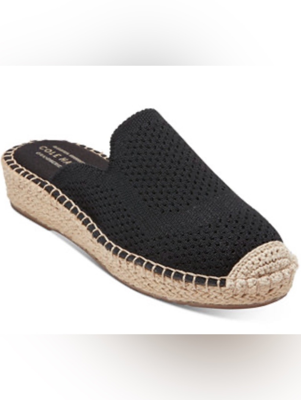 Cole Haan Black Knit Espadrille Mule